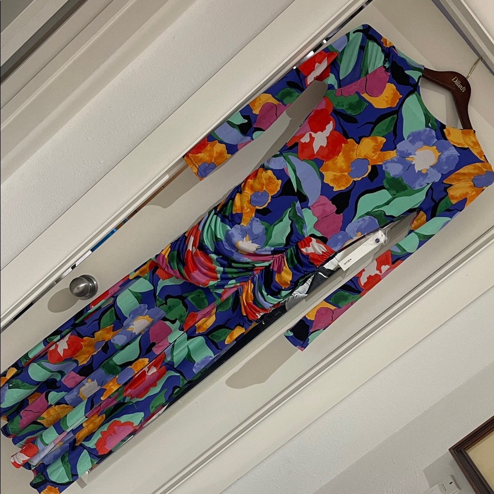 Aqua Colorful Floral Maxi Dress